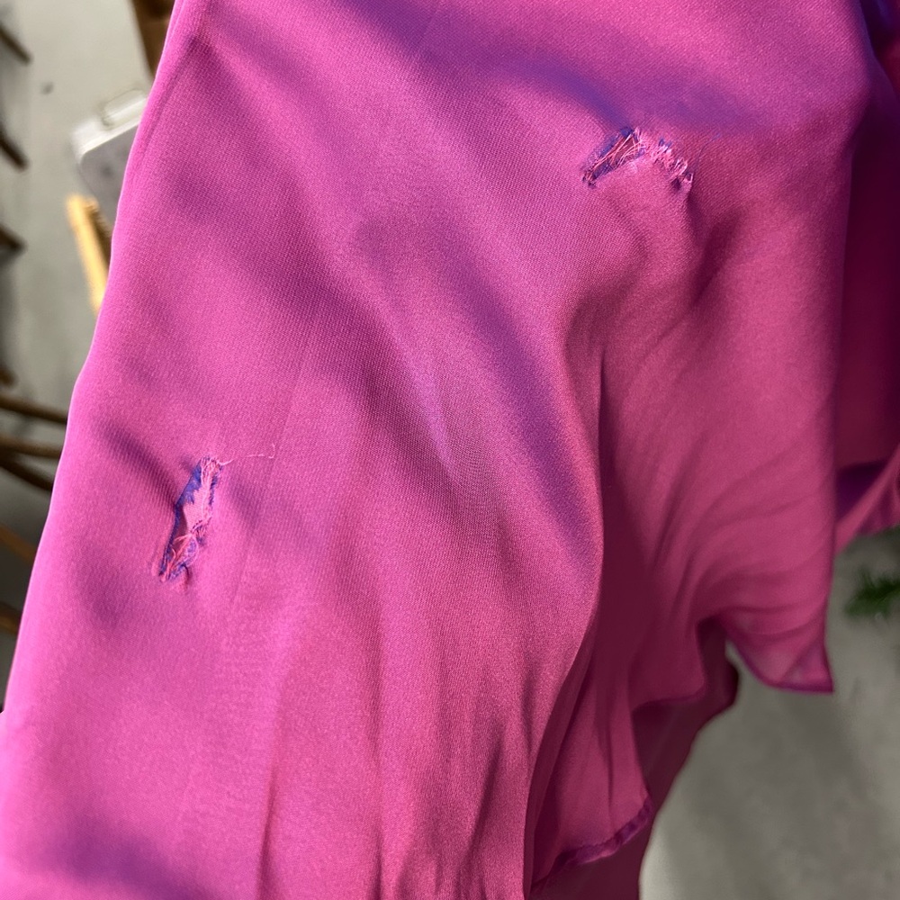 Tony Bowls Strapless Fuchsia Beaded Bodice Evening Gown - Picture 2 of 2
